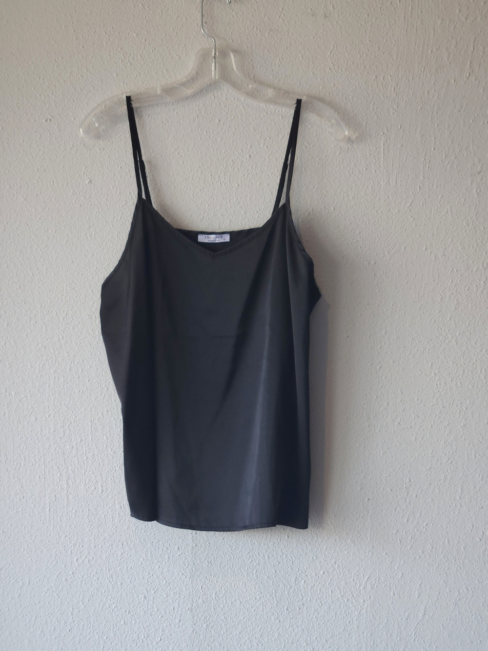 Women's Black Satin Camisole Top with Spaghetti Straps